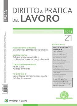 Diritto e Pratica del Lavoro – 29 Maggio 2021