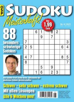 Sudoku Meisterhaft – 18 Juni 2021