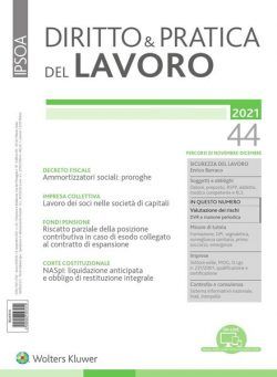 Diritto e Pratica del Lavoro – 13 Novembre 2021