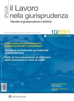 Il lavoro nella giurisprudenza – Ottobre 2021