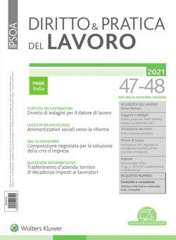 Diritto e Pratica del Lavoro – 4 Dicembre 2021