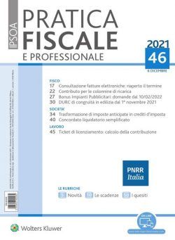 Pratica Fiscale e Professionale – 6 Dicembre 2021