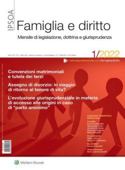 Famiglia e Diritto – Gennaio 2022