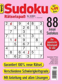 Sudoku Ratselspass – Nr 9 2021