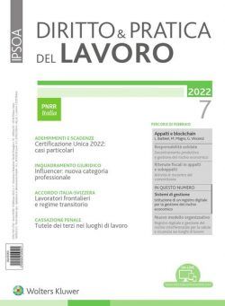 Diritto e Pratica del Lavoro – 19 Febbraio 2022