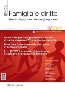 Famiglia e Diritto – Febbraio 2022