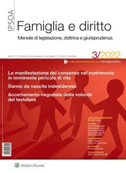 Famiglia e Diritto – Marzo 2022