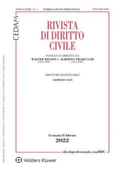 Rivista di Diritto Civile – Gennaio 2022