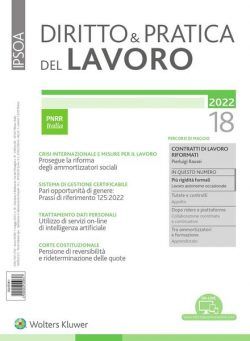 Diritto e Pratica del Lavoro – 7 Maggio 2022