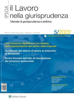 Il lavoro nella giurisprudenza – Maggio 2022