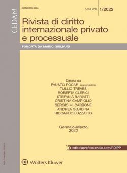 Rivista di Diritto Internazionale Privato e Processuale – Gennaio-Marzo 2022