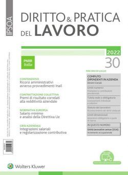 Diritto e Pratica del Lavoro – 30 Luglio 2022