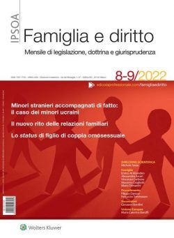 Famiglia e Diritto – Agosto-Settembre 2022