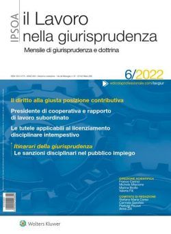 Il lavoro nella giurisprudenza – Giugno 2022