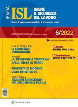 Igiene & Sicurezza del Lavoro – Giugno 2022