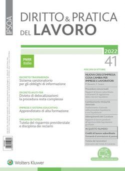 Diritto e Pratica del Lavoro – 22 Ottobre 2022