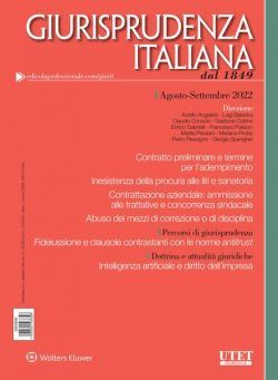 Giurisprudenza Italiana – Agosto-Settembre 2022