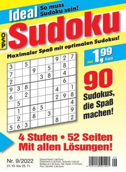 Ideal Sudoku – Nr 9 2022