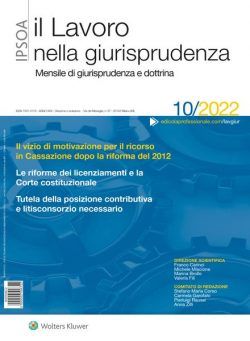 Il lavoro nella giurisprudenza – Ottobre 2022