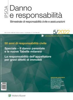 Danno e Responsabilita – N 5 2022