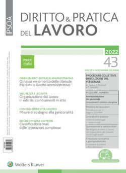 Diritto e Pratica del Lavoro – 5 Novembre 2022