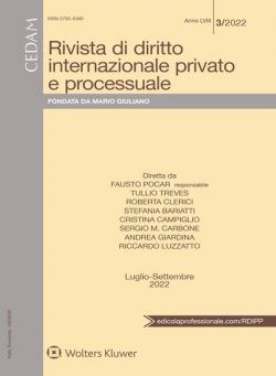 Rivista di Diritto Internazionale Privato e Processuale – Luglio-Settembre 2022