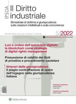 Il Diritto Industriale – N 5 2022