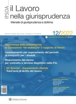 Il lavoro nella giurisprudenza – Dicembre 2022