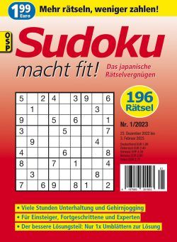 Sudoku macht fit – Nr 1 2023