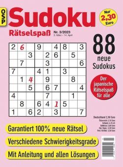 Sudoku Ratselspass – Nr 3 2023