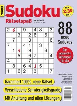 Sudoku Ratselspass – Nr 4 2023