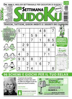 Settimana Sudoku – 11 Agosto 2023