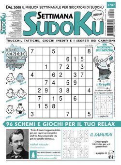 Settimana Sudoku – 6 Ottobre 2023