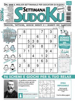 Settimana Sudoku – 10 Novembre 2023